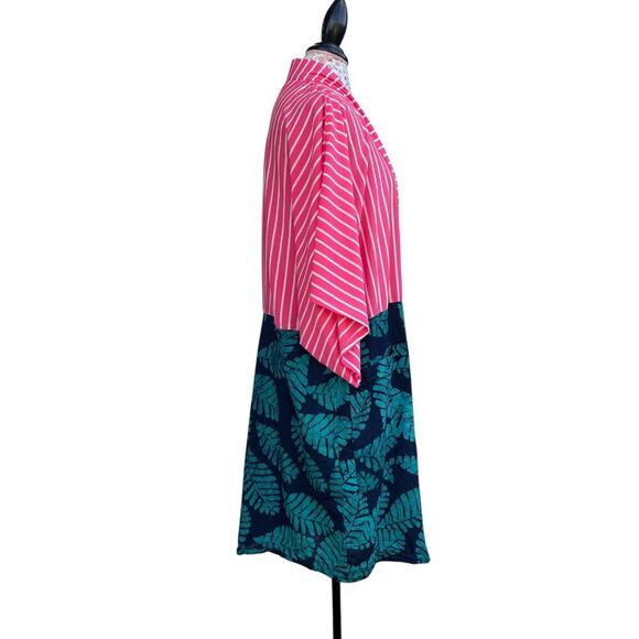 Studio 189 x Okay Africa Pink Blue Green Kimono Open Cardigan Silk Cotton Medium - Picture 2 of 8
